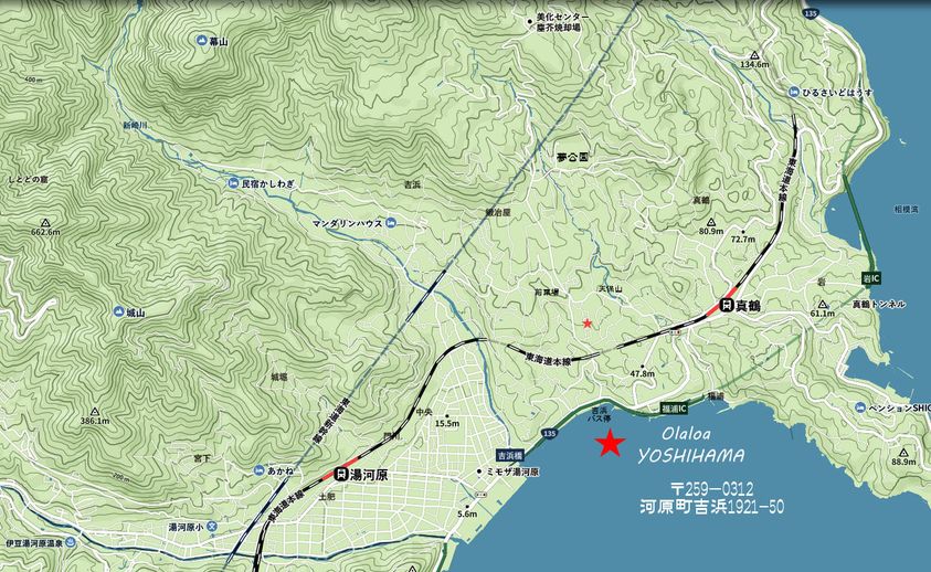 真鶴駅・湯河原駅を含む案内図